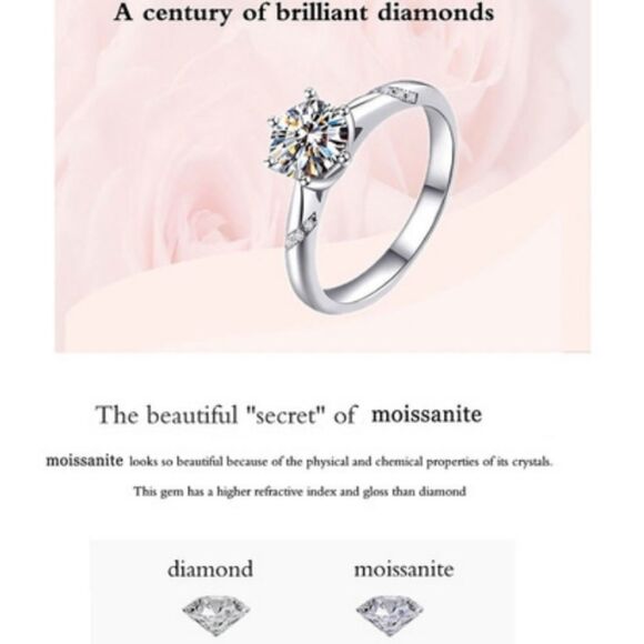 Reserved for ann09091970 Nwot 925 Sterling silver Moissanite Ring size 9 - Picture 2 of 15